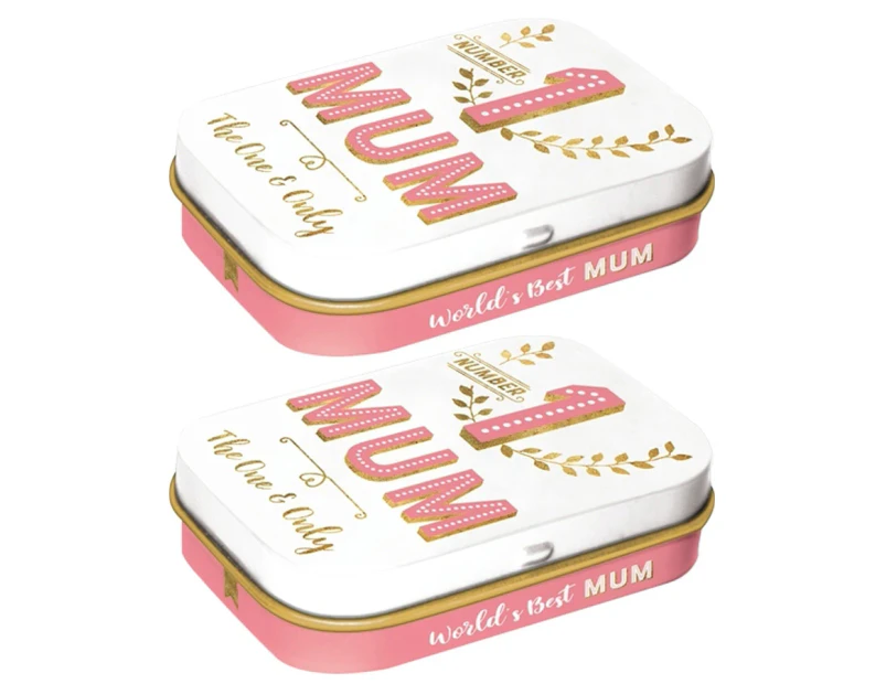 2x Nostalgic Art 6cm Metal Tin Mint Box Number 1 Mum Fresh Breath Candy Mints