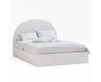 Gas Lift Storage Bed Frame with Arched Bed Head in King, Queen and Double Size (Ivory White Boucle)