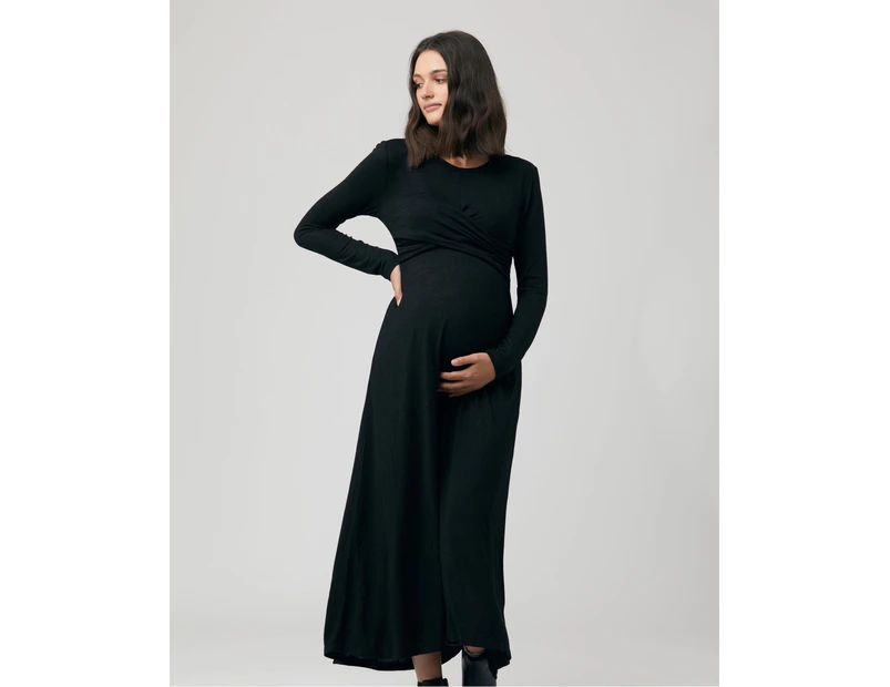 Tara Cross Front Nursing Dress Ebony Womens Maternity Wear by Ripe Maternity