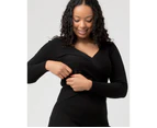 Sadie Rib Knit Nursing Dress Black Womens Maternity Wear by Ripe Maternity