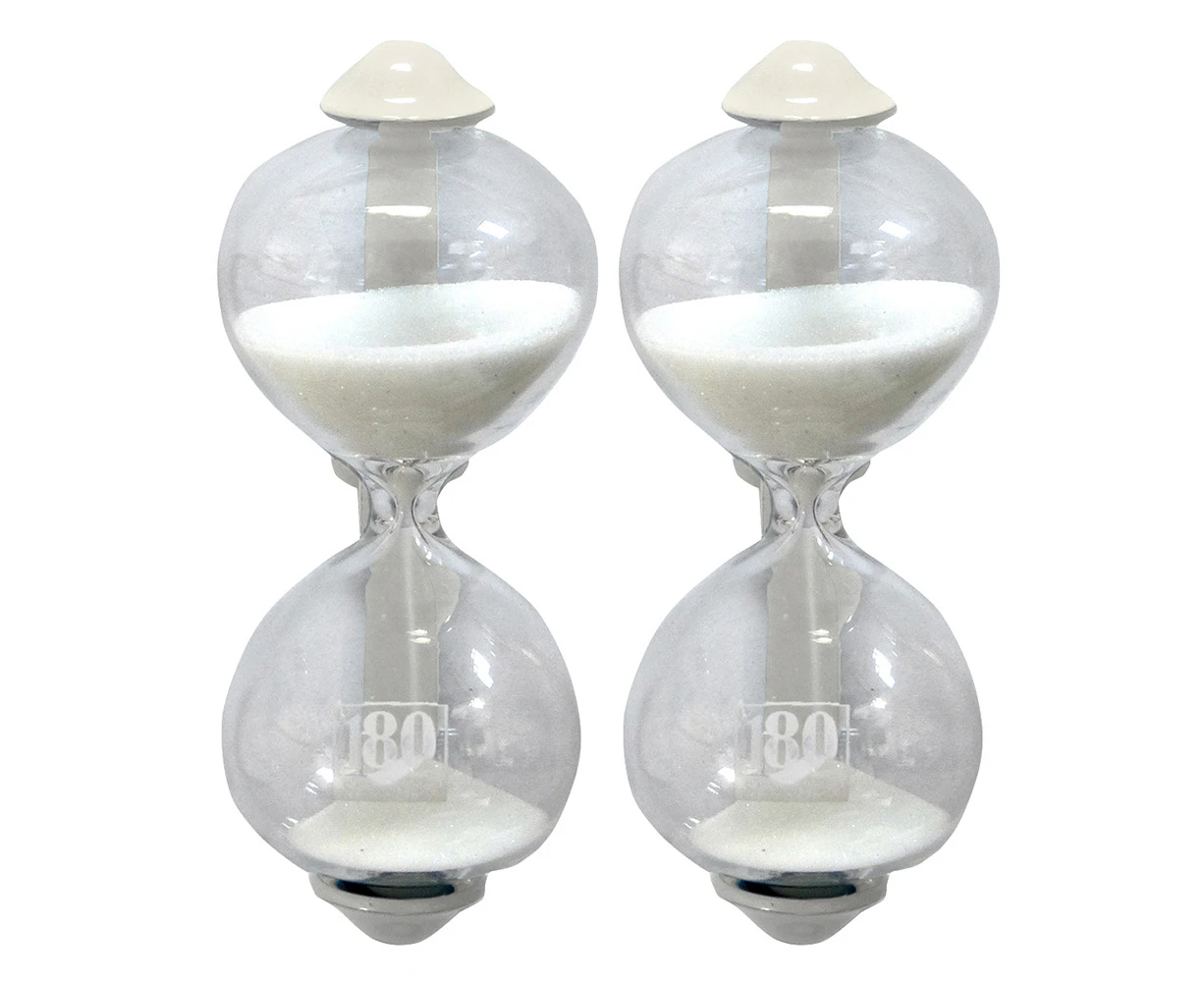 2x Dulton Magnetic 8.5cm Sandglass 3-Minute Kitchen Timer/Clock Hourglass Ivory