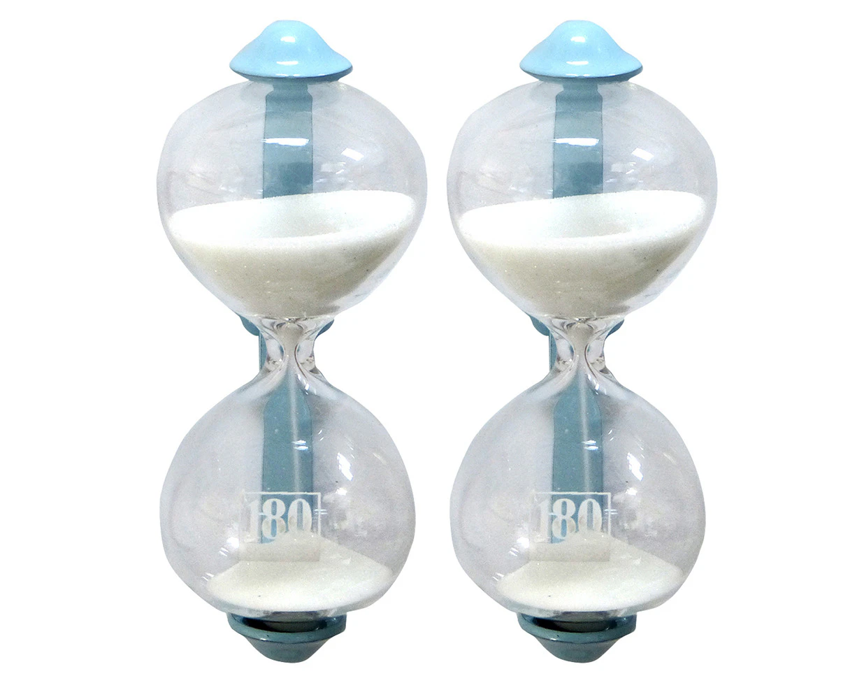 2x Dulton Magnetic 8.5cm Sandglass 3-Minute Kitchen Timer Hourglass Sax Blue