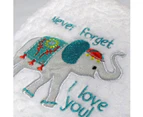 Embroidery Baby Popcorn Diamond Fleece Blanket Throw Rug 75x100 cm White Elephant