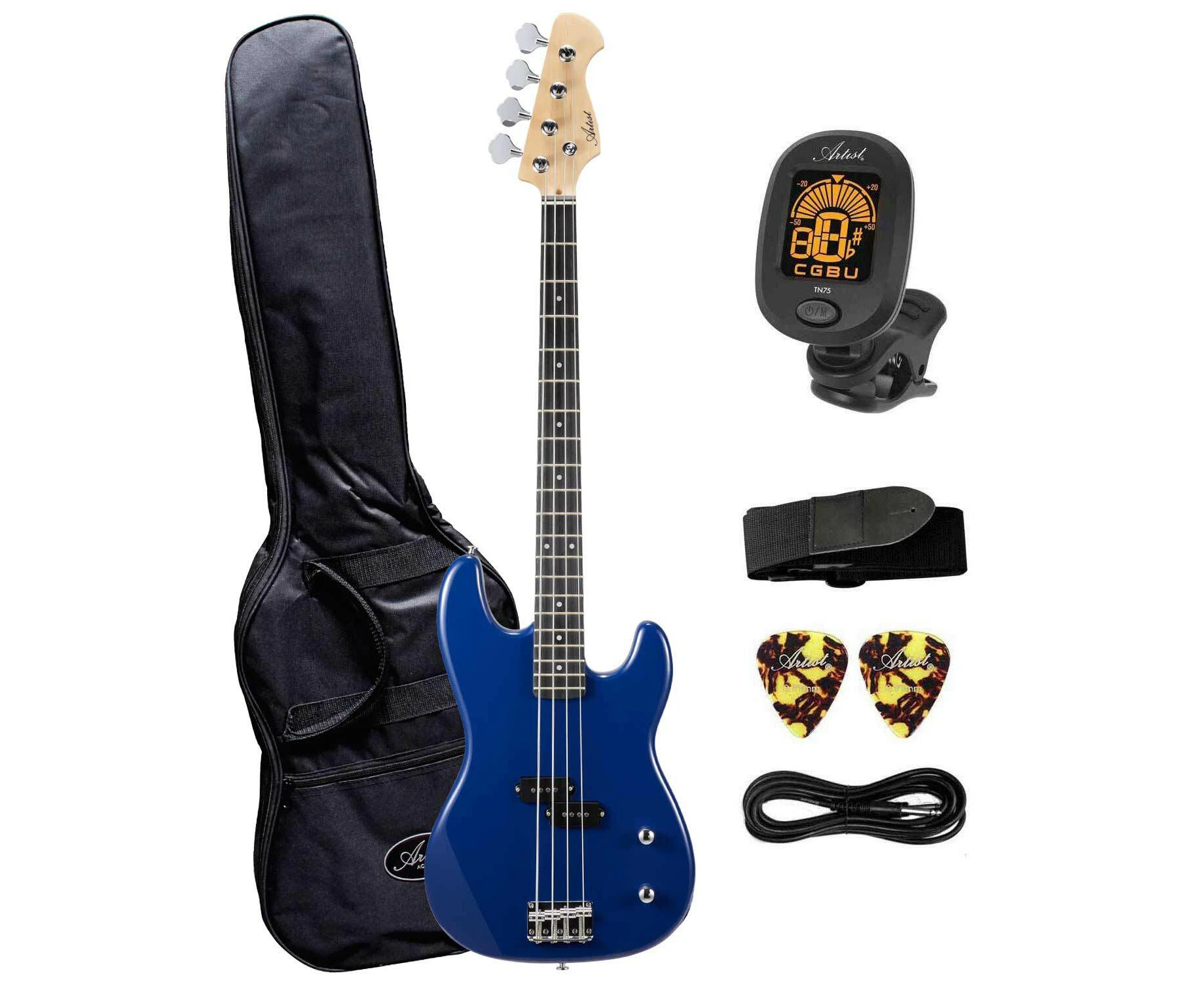 Artist APB Blue Bass Guitar w/ Accessories