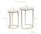 Set of 2 Cooper & Co. Round Marble Coffee Nesting Tables - Champagne/White