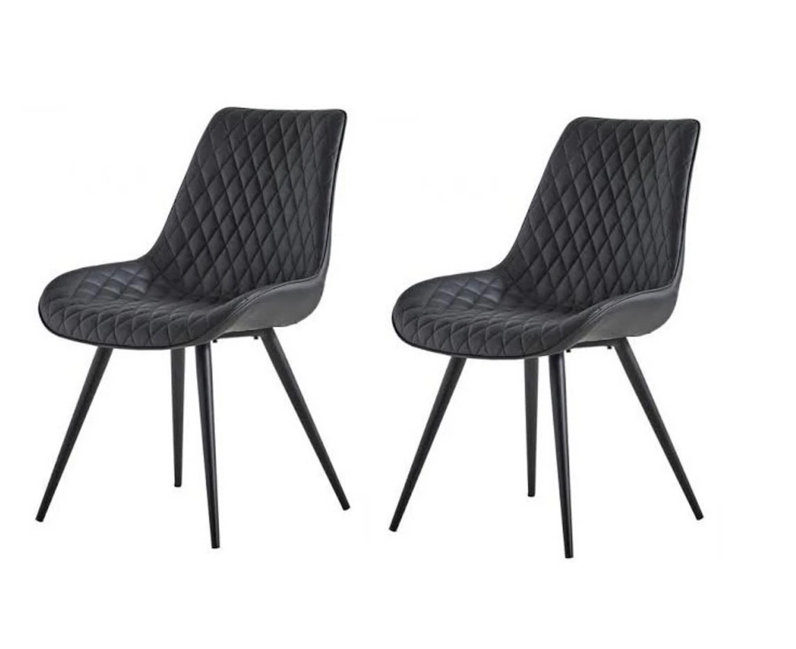 Diamond Dining Chairs x 2 - Black - Upholstered Synthetic