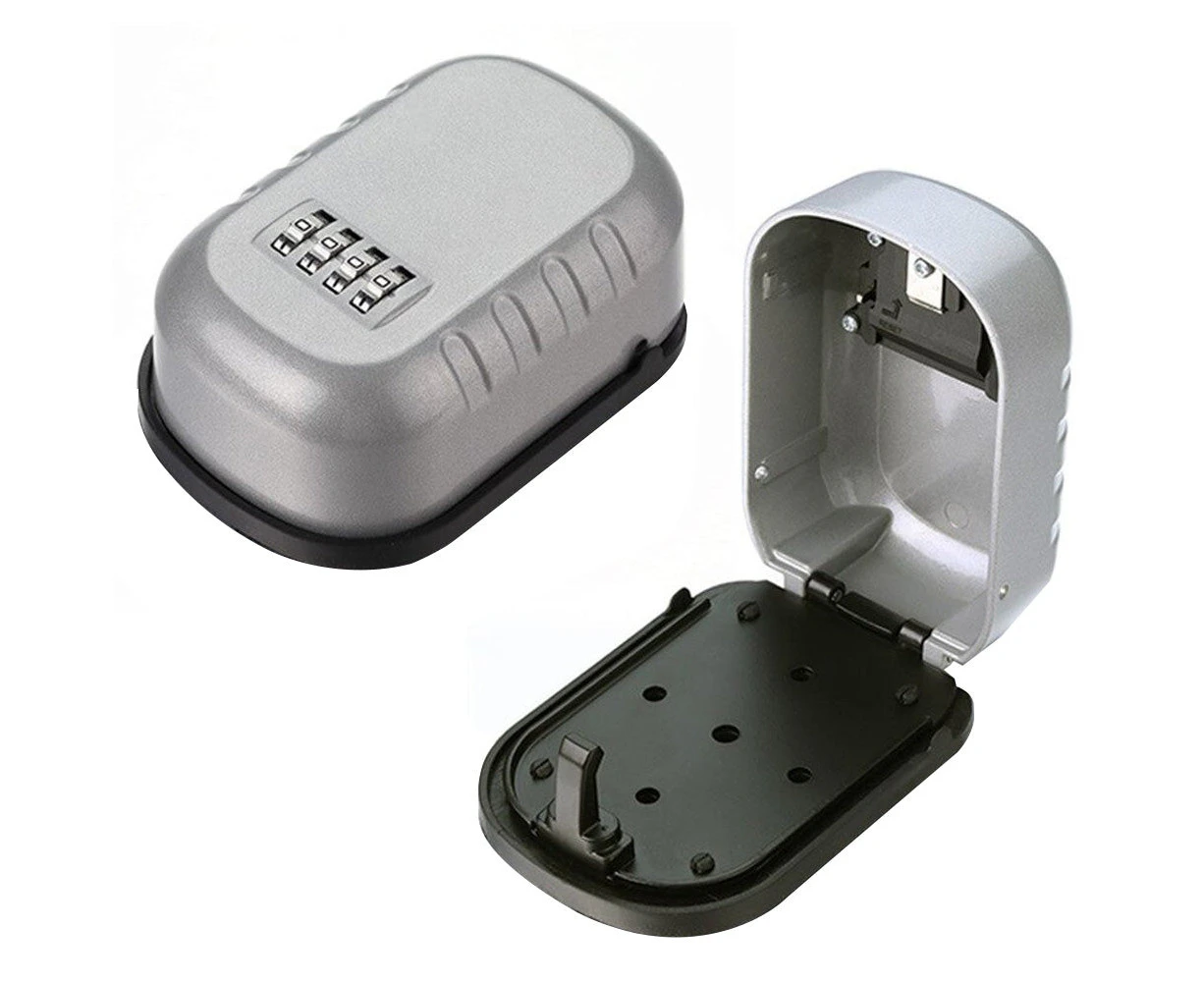 4 Digit Combination Wall Mounted Key Safe Box - Silver