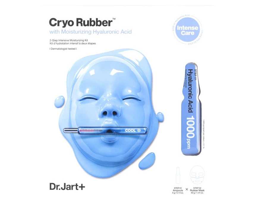 Cryo Rubber Moisture Mask With Hyaluronic Acid by Dr. Jart+ for Unisex - 2 Pc 0.14oz Hyaluronic Acid, 1.41oz Rubber Mask