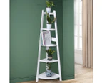 Levede 5 Tier Corner Shelf Wooden Storage Home Display Rack Plant Stand White