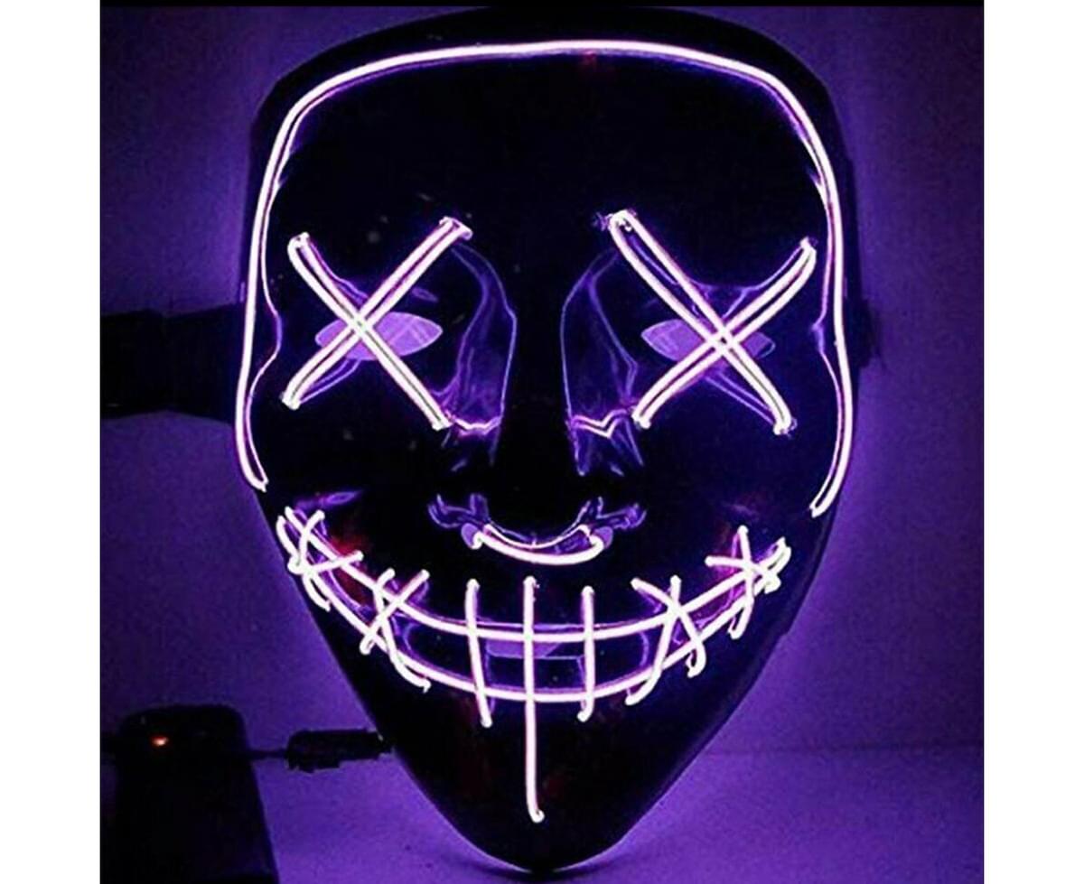 Halloween Led Mask Light Up Mask for Festival Cosplay Halloween Costume 2PACK Led Purge Mask - Blue/White 