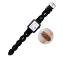 Strapmall Twist Leather Strap for Apple Watch Series SE/7/6/5/4/3/2/1-Black