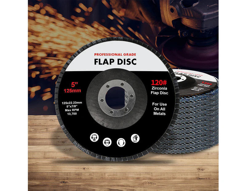 Traderight Flap Discs 125mm 5" Zirconia Sanding Wheel 120 # Sander Grinding x50