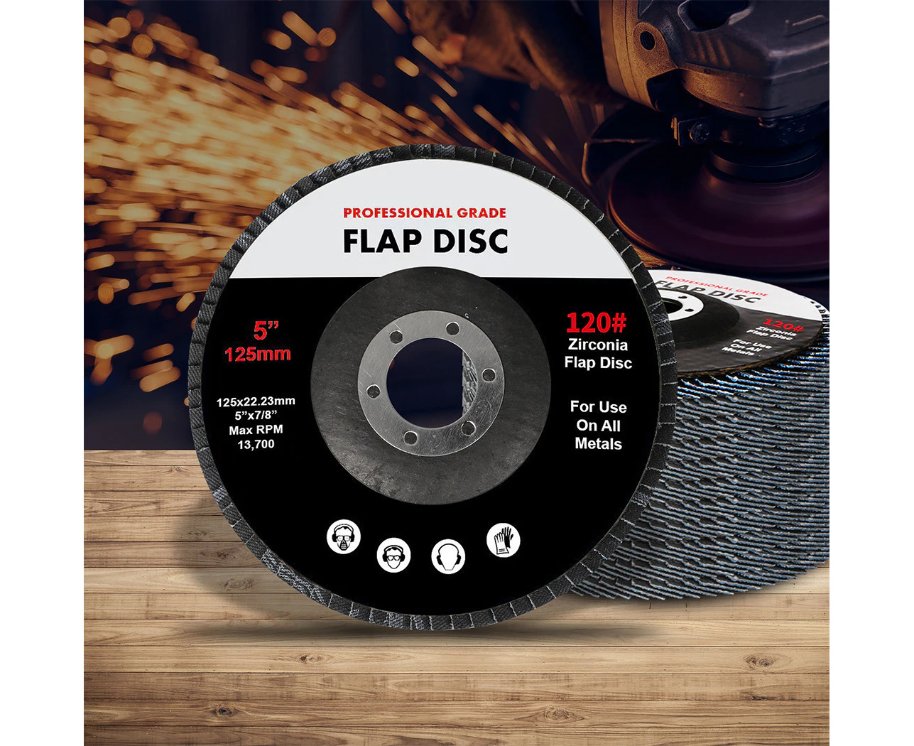 Traderight Flap Discs 125mm 5" Zirconia Sanding Wheel 120 # Sander Grinding x20