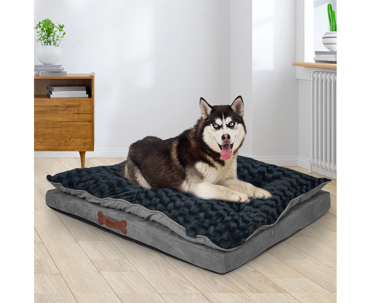 Dog Calming Bed Warm Soft Plush Comfy Sleeping Memory Foam Mattress Dark Grey M