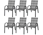 Costway 6x Outdoor Chairs Stackable Rattan Deck Chair Patio Armchairs Furniture Beach Camping Garden Backyard