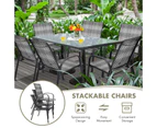 Costway 6x Outdoor Chairs Stackable Rattan Deck Chair Patio Armchairs Furniture Beach Camping Garden Backyard