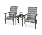 Costway 3-Piece Outdoor Furniture Set Patio Lounge Set Garden Rattan Dining Chairs Glass Table Cafe Bar Bistro Yard