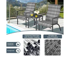 Costway 3-Piece Outdoor Furniture Set Patio Lounge Set Garden Rattan Dining Chairs Glass Table Cafe Bar Bistro Yard