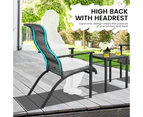 Costway 3-Piece Outdoor Furniture Set Patio Lounge Set Garden Rattan Dining Chairs Glass Table Cafe Bar Bistro Yard