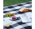 Foldable Waterproof Picnic Blanket for Outdoors with Luxury PU Leather Carrier Large  3 Layered Picnic Rug Mat - Black Gingham