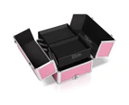 Embellir Makeup Case Beauty Trolley Cosmetic Organiser Box Travel Wheels Pink