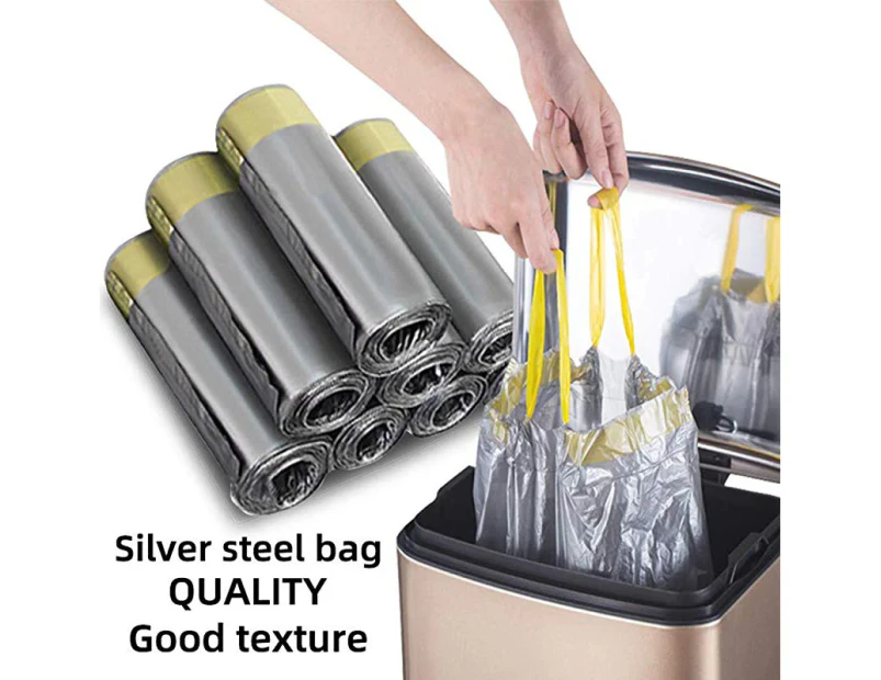 (75bags-silver, 12-15 litre) - Madeb Bin Liners with Drawstring 12-15 L Bin Bags Tie Handles Indoor Garbage Bags (Silver, 75 Bags)