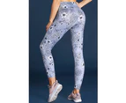 Azura Exchange Gray Floral Print Allover High Waist Leggings Yoga Pants Yoga Pants