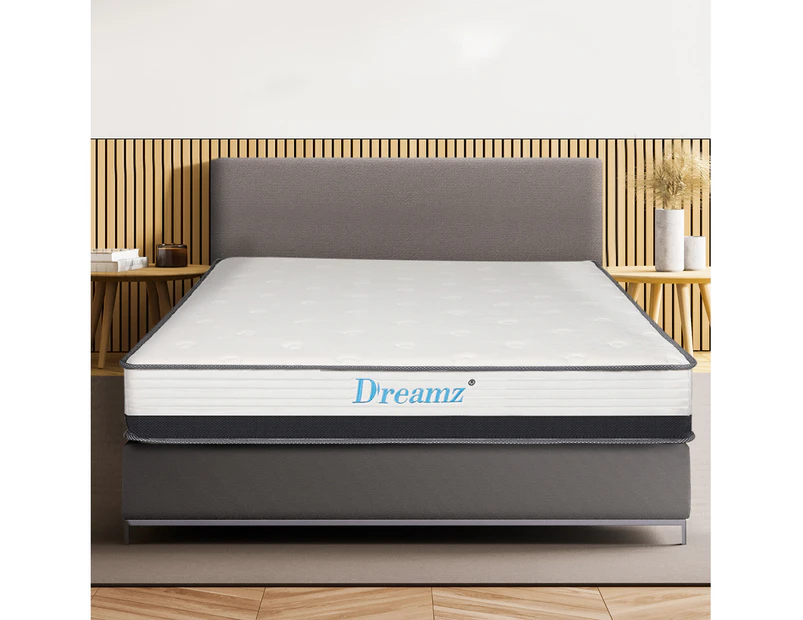 Dreamz Pocket Spring Mattress HD Foam Medium Firm Bedding Bed Top Single 21CM - White