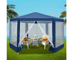 InstaHut Gazebo?2x2m Marquee Wedding Party Tent Outdoor Camping Mesh Wall Canopy Shade Gazebos Navy