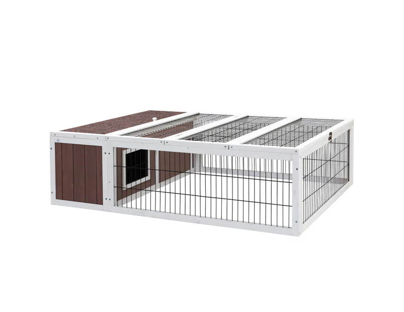 i.Pet Rabbit Hutch 124cm x 90cm x 35cm Chicken Coop Large Outdoor Wooden Run Cage House