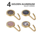 4 Golden Aluminum Alloy Hooks Drilling-free Utility Hooks Bedroom Wall Doors Color Shells Metal Hooks for Hanging Coats, Wall Mount hook for Bathroom