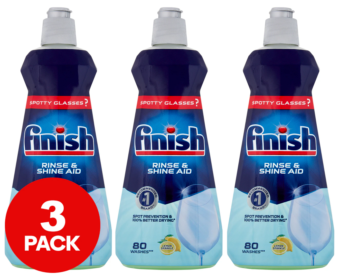 3 x Finish Rinse & Shine Aid Lemon Sparkle 400mL