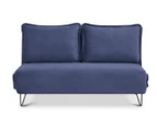 Blue Wooden Frame Adjustable Sofa Bed Chair Comfortable 2 Seater Double Bed
