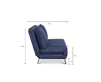 Blue Wooden Frame Adjustable Sofa Bed Chair Comfortable 2 Seater Double Bed