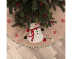 Christmas Tree Collar Exquisite Rustic Fabric Santa Snowman Dolls Christmas Tree Skirt for Party Snowman