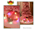 Tree Skirts Faceless Doll Pattern Snowflake Print with LED Light Christmas Tree Pink Skirt Mat for Home With Light Men