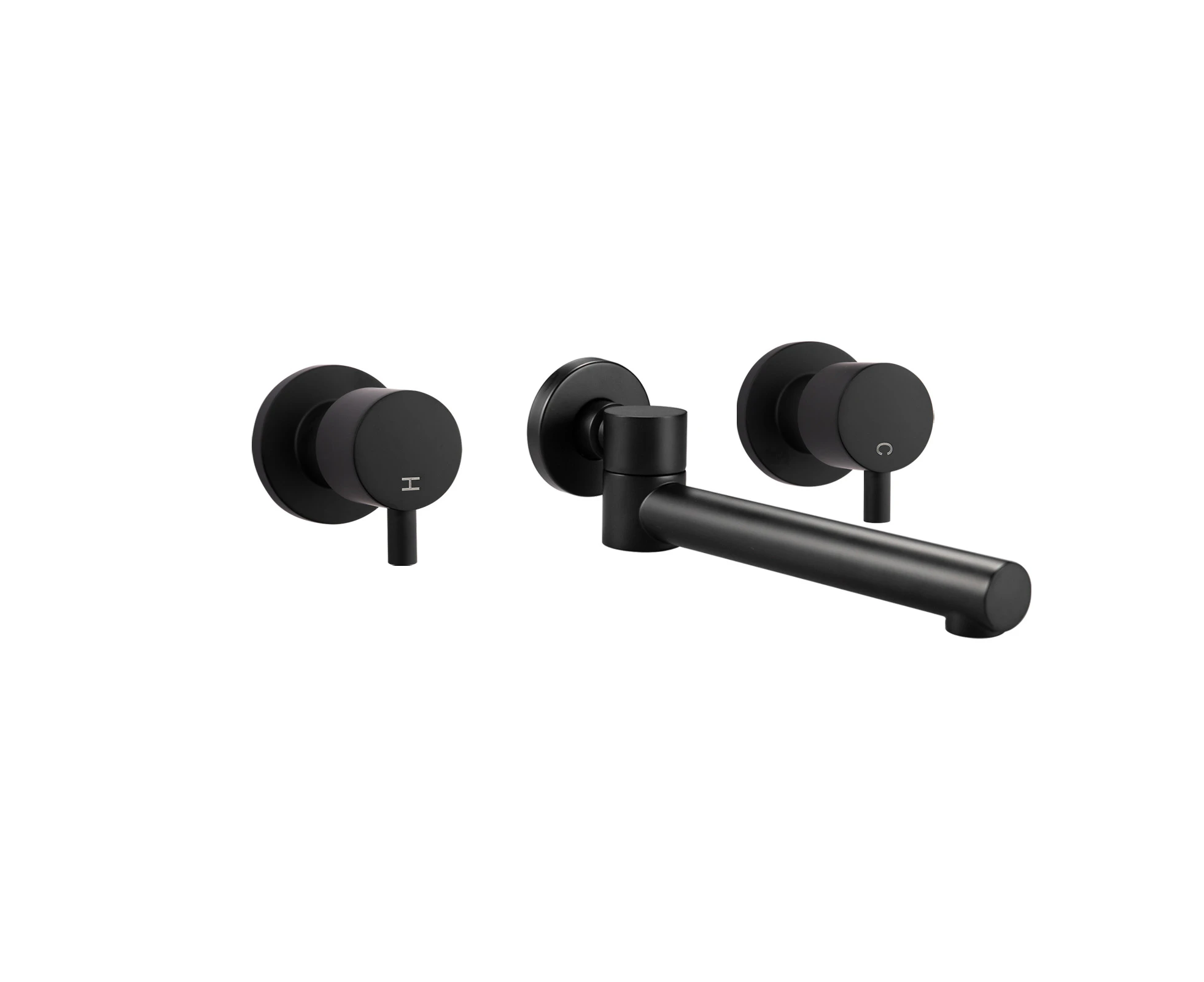 Swivel Spout Shower taps Set Round Brass Basin Bathtub Bathroom Water Spout wall taps Black