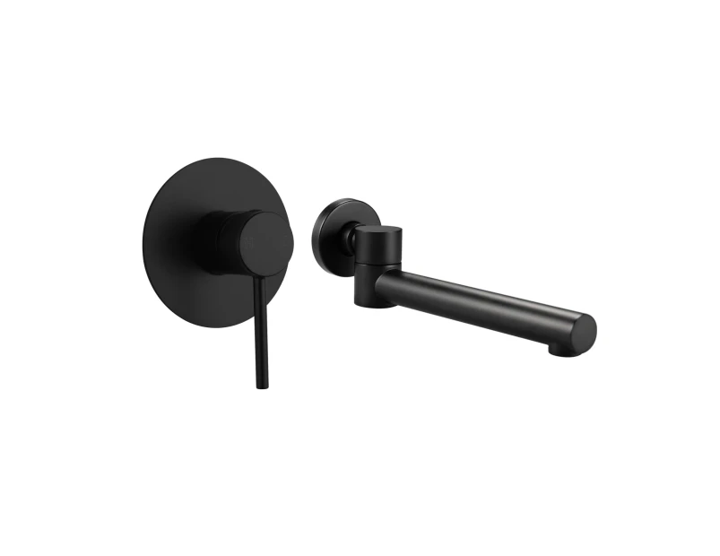 Swivel Spout Shower Mixer tap Set Round Brass Basin Bathtub Bathroom Water Spout tap Black