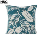 Maine & Crawford 45x45cm Berwin Leaf Print Linen Filled Cushion w/ Frill - Emerald/White