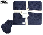 Maine & Crawford 152x127cm Hania Chunky Knit Throw w/ Tassels - Navy Blue