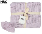 Maine & Crawford 152x127cm Barnes Chunky Knit Throw w/ Tassels - Lilac