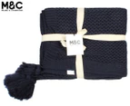 Maine & Crawford 152x127cm Barnes Chunky Knit Throw w/ Tassels - Black