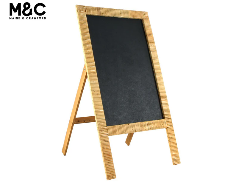 Maine & Crawford 85x50cm Bartlett Rattan Frame Chalk Board - Natural/Black