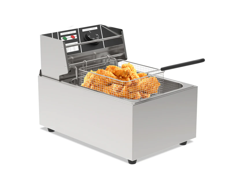 ADVWIN 2500W 10L Electric Single Deep Fryer w/Removable Basket & Pot lid Commercial and Home Use(60-200 Degree)