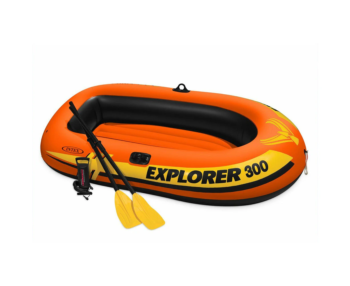 INTEX 2.44mx1.17m Explorer Pro 300 Inflatable Boat 3 Person With 2 Oars & Mini Hand Pump