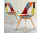 La Bella 2 Set Retro Dining Cafe Chair Padded Seat - Multi Colour