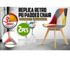La Bella 2 Set Retro Dining Cafe Chair Padded Seat - Multi Colour
