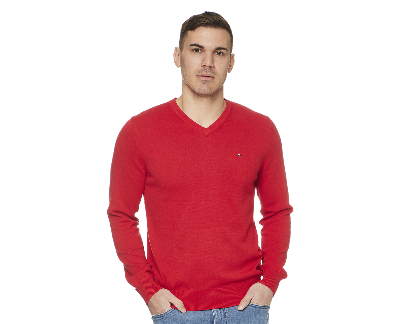 blanding lyserød privat Tommy Hilfiger Men's Pacific V-Neck Sweater - Apple Red | Catch.com.au