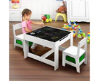 Kidbot Childrens Lego Table and Chair Set 2 in 1 with Chalkboard Wooden Kids Multifunctional Desk Activity Play Centre