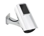 Solar Power Dummy Security Camera Fake LED Blink Light Outdoor Surveillance CCTV Silver